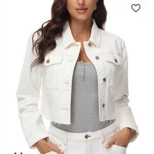 New FRYE Women's Cropped Raw-Hem Natural Denim Jacket Size Large